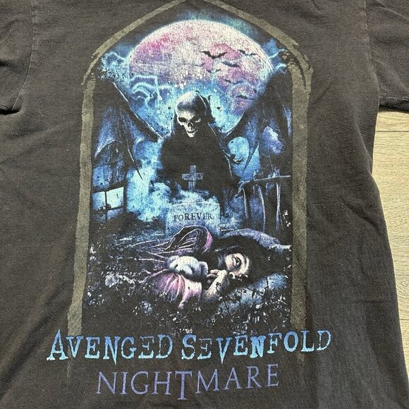 Avenged Sevenfold Nightmare T-Shirt Mens Small Metal Band Double Sided Grave - Picture 3 of 5